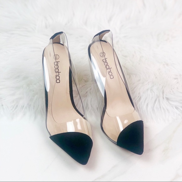 Boohoo Shoes - Boohoo Clear Pointy Black Heels